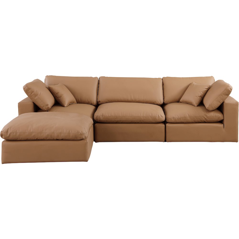 Comfy Cognac Vegan Leather Modular Sectional