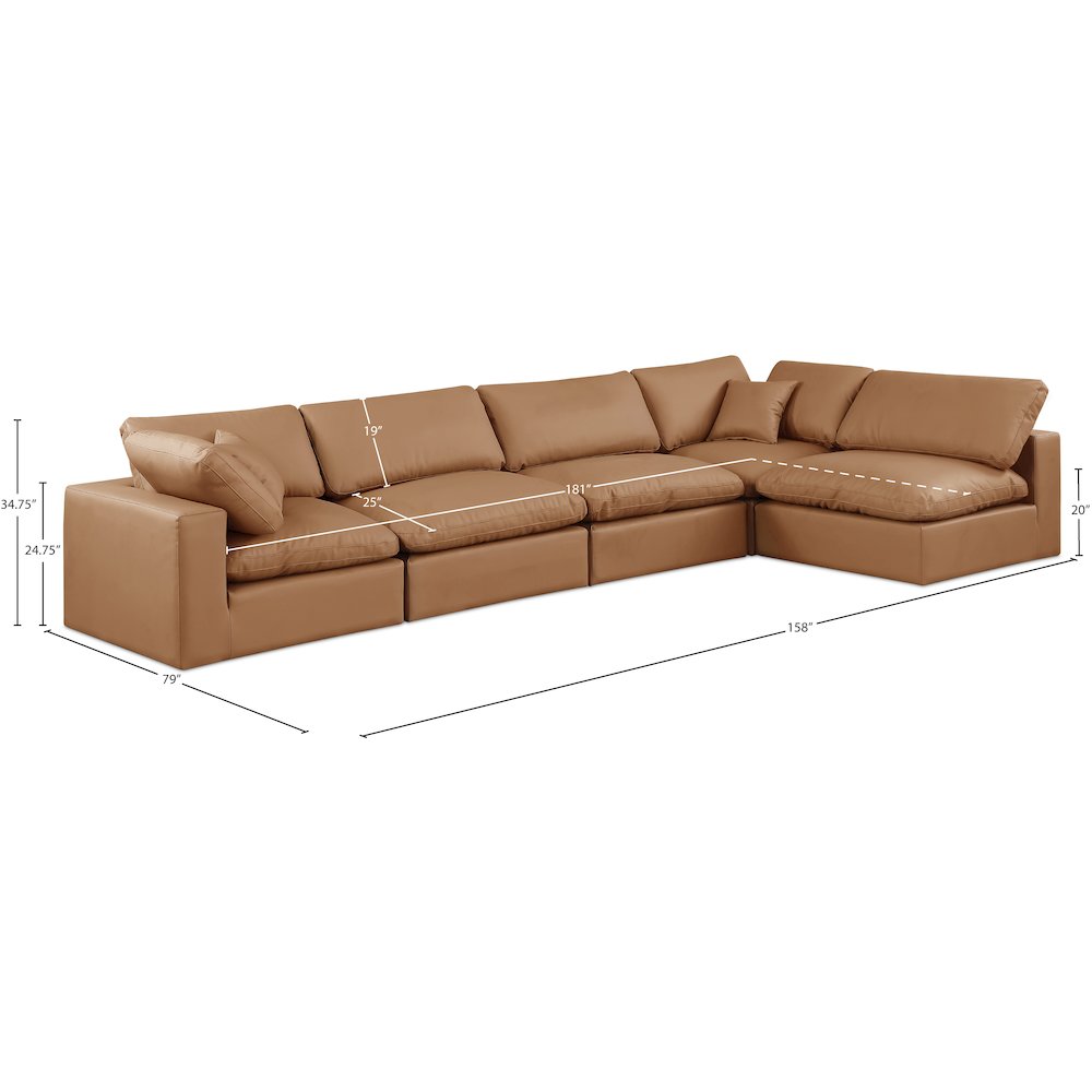 Comfy Cognac Vegan Leather Modular Sectional