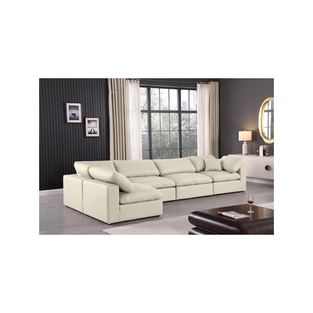 Comfy Cream Vegan Leather Modular Sectional
