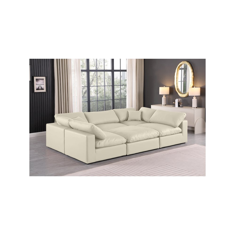 Comfy Cream Vegan Leather Modular Sectional