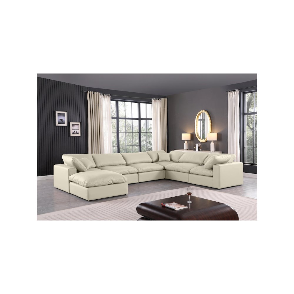 Comfy Cream Vegan Leather Modular Sectional