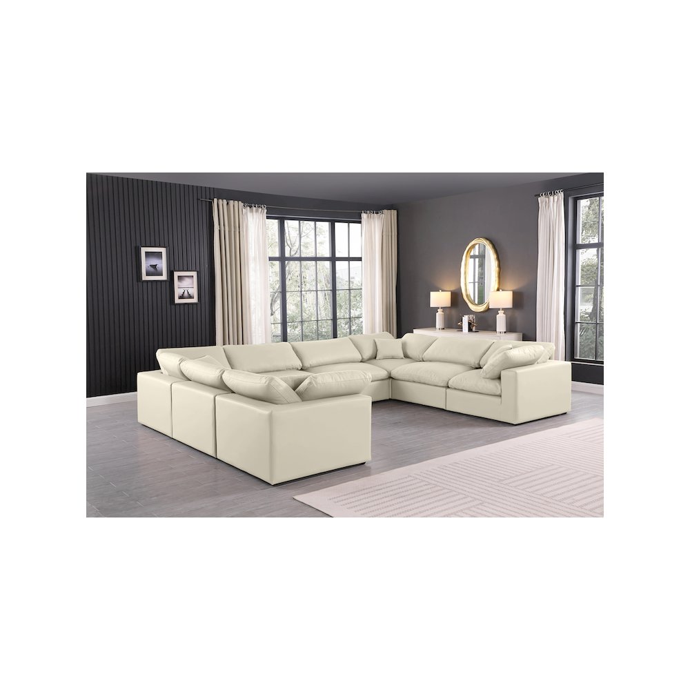 Comfy Cream Vegan Leather Modular Sectional