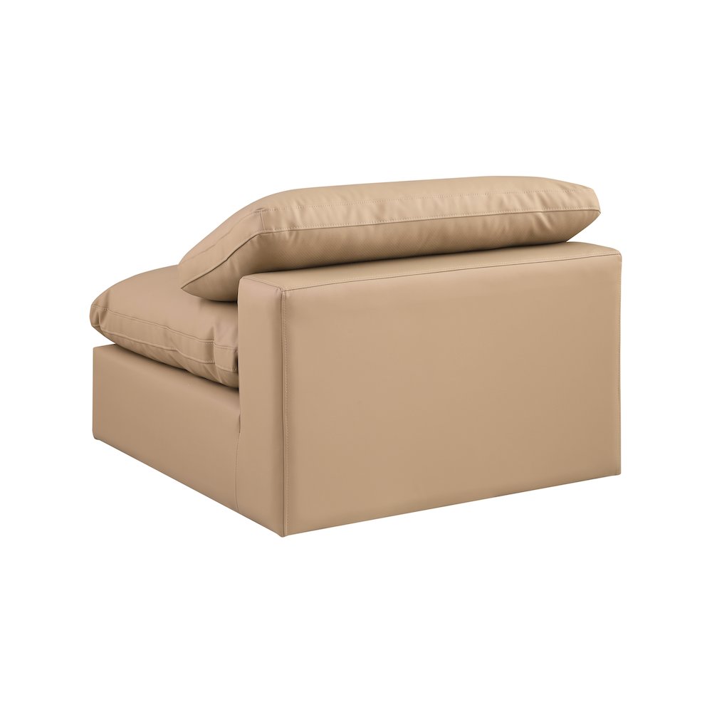 Comfy Tan Vegan Leather Modular Armless Chair