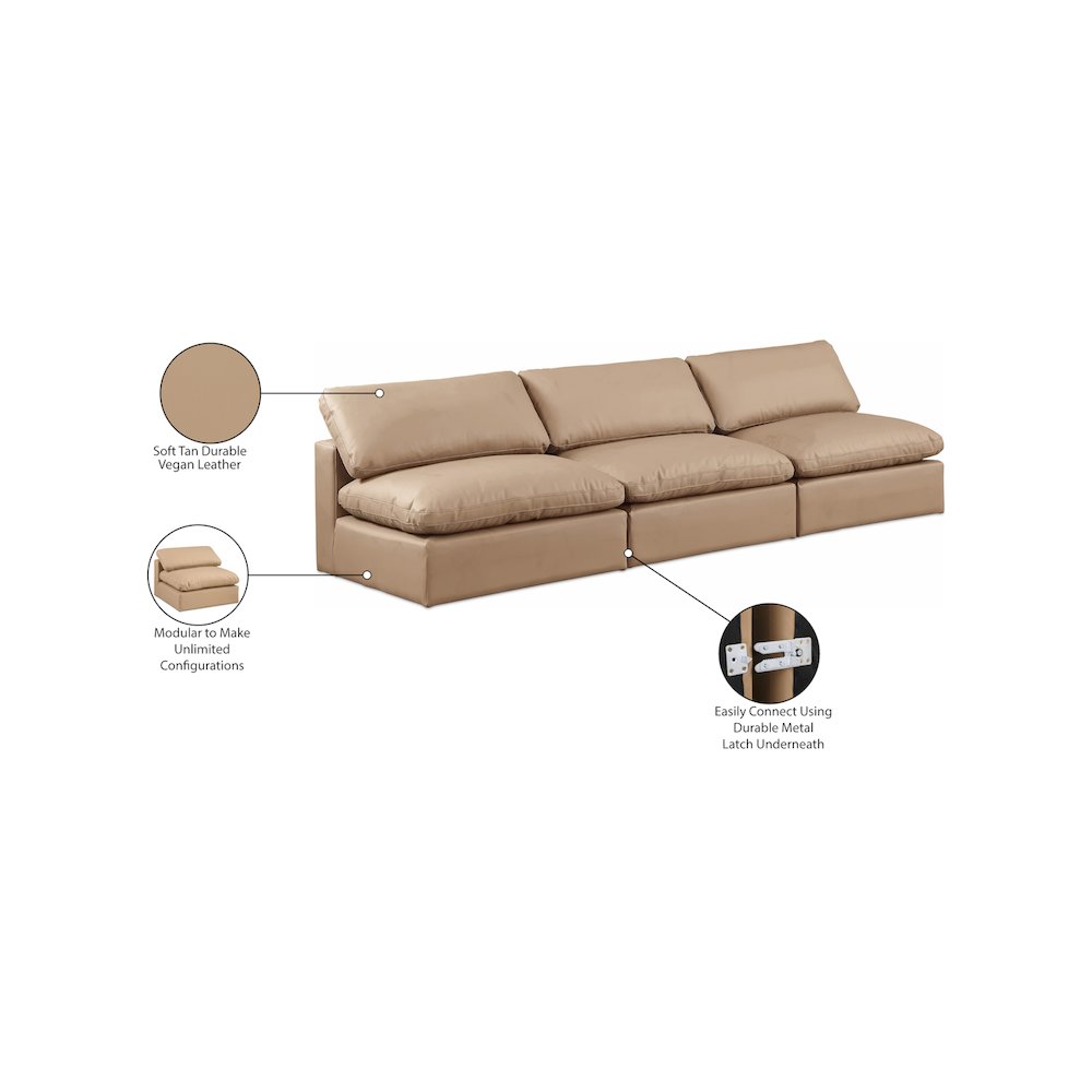 Comfy Tan Vegan Leather Modular Sofa