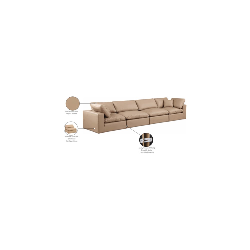 Comfy Tan Vegan Leather Modular Sofa