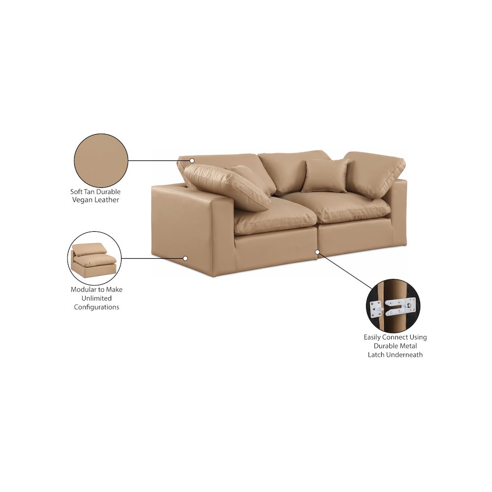 Comfy Tan Vegan Leather Modular Sofa
