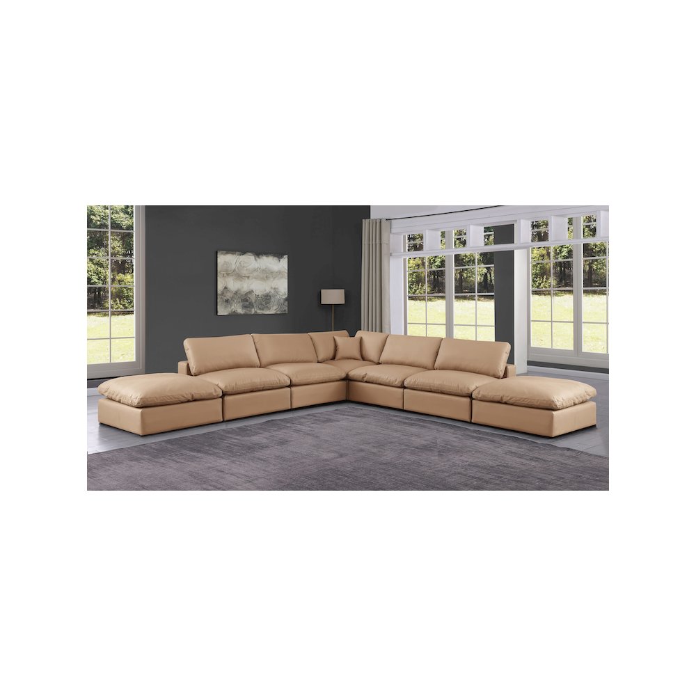 Comfy Tan Vegan Leather Modular Sectional