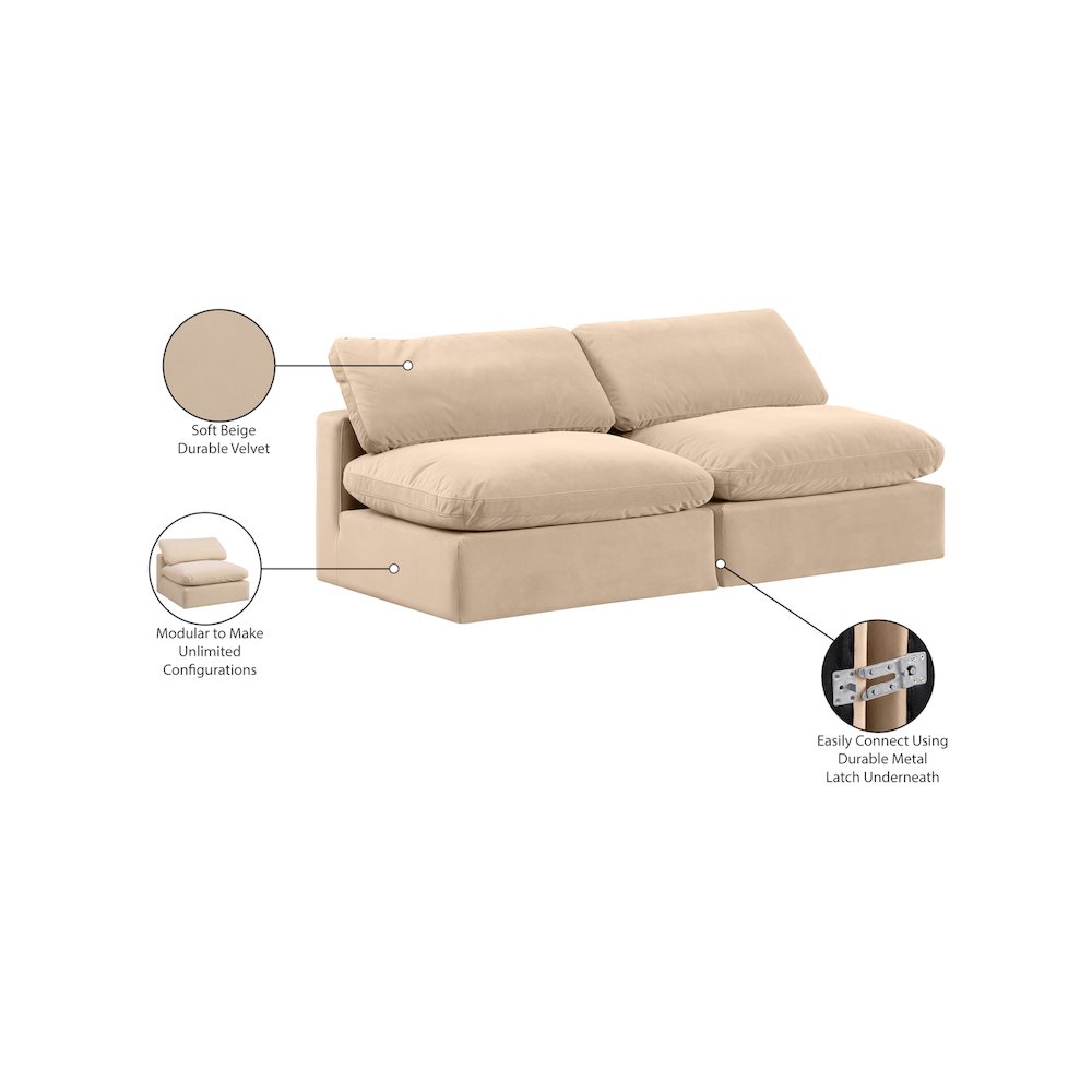 Comfy Beige Velvet Modular Sofa