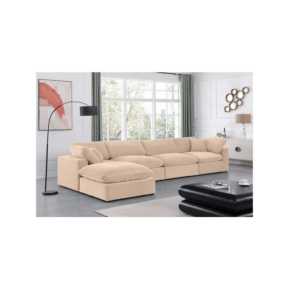 Comfy Beige Velvet Modular Sectional