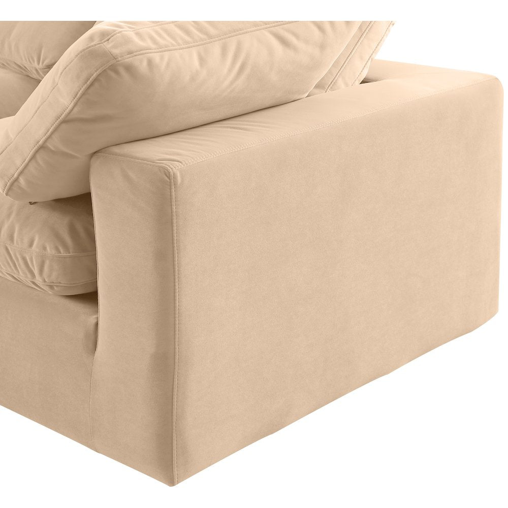Comfy Beige Velvet Modular Sectional