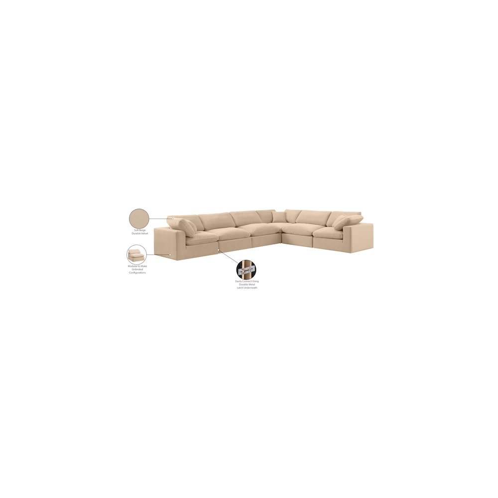 Comfy Beige Velvet Modular Sectional
