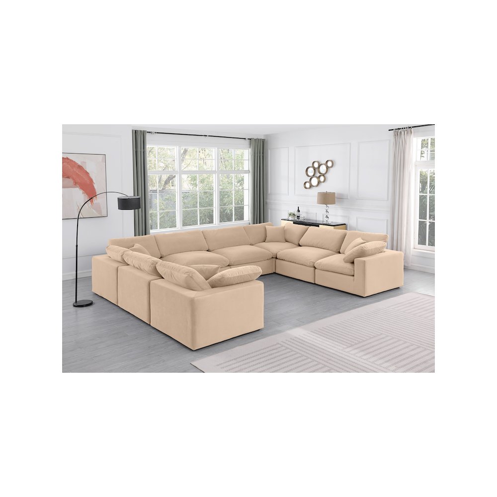 Comfy Beige Velvet Modular Sectional