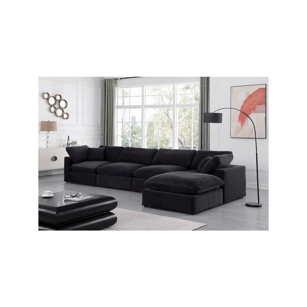 Comfy Black Velvet Modular Sectional