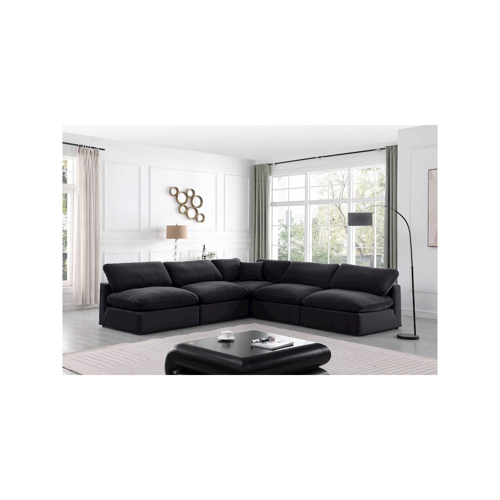 Comfy Black Velvet Modular Sectional
