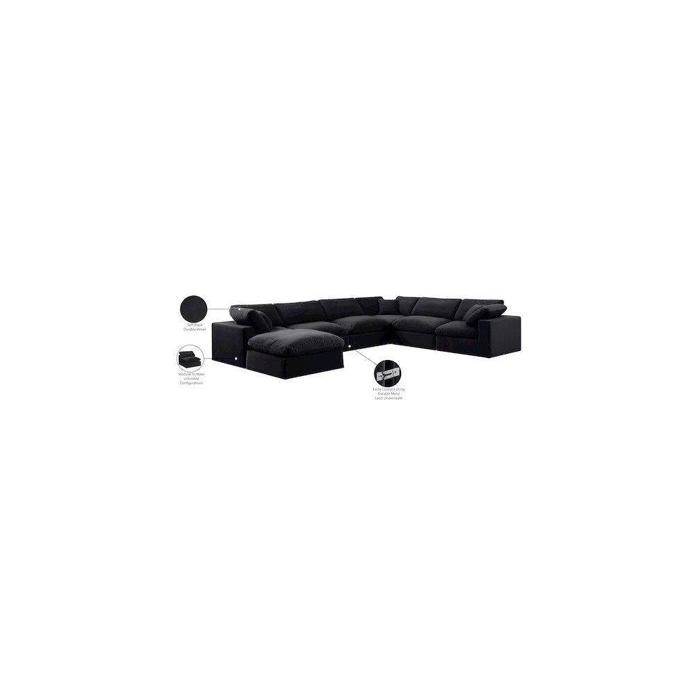 Comfy Black Velvet Modular Sectional