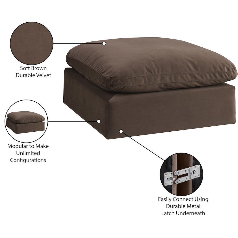 Comfy Brown Velvet Modular Ottoman