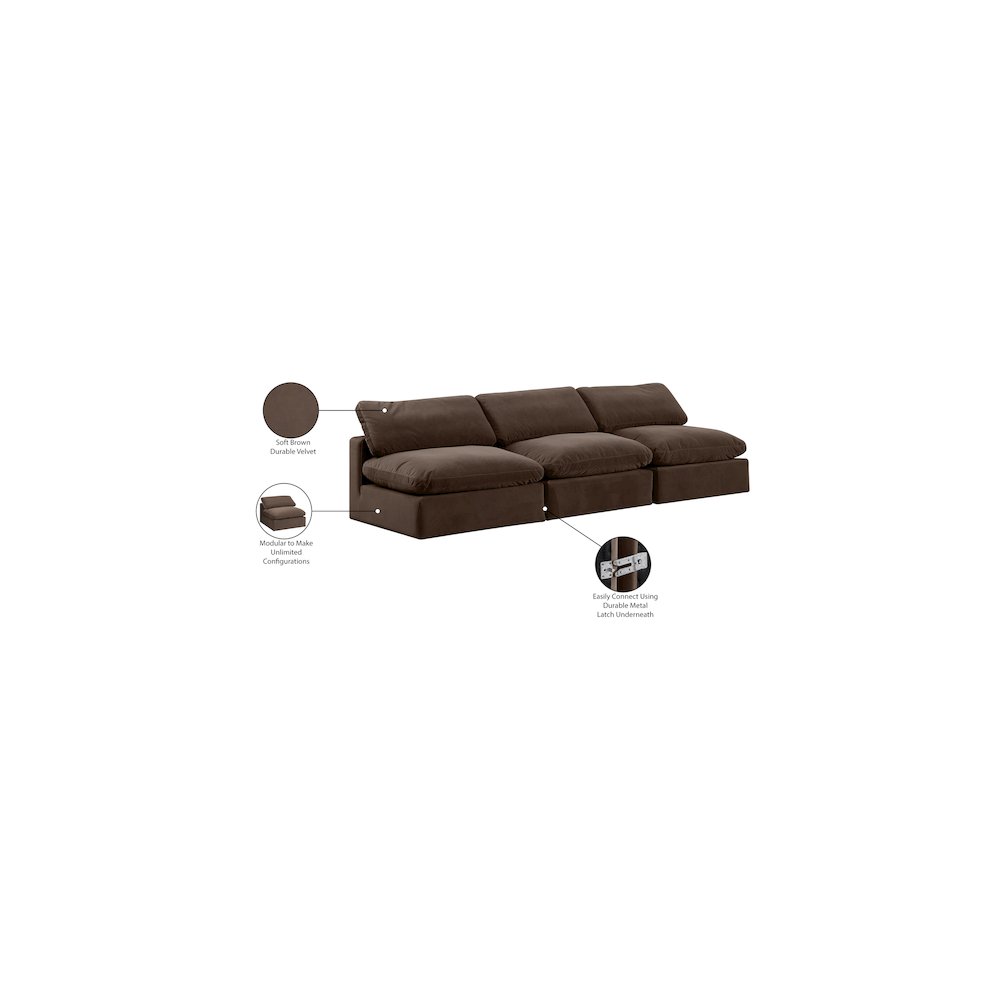 Comfy Brown Velvet Modular Sofa
