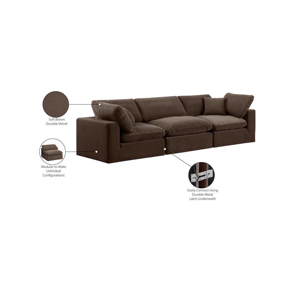 Comfy Brown Velvet Modular Sofa