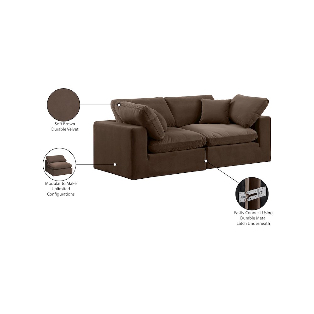 Comfy Brown Velvet Modular Sofa