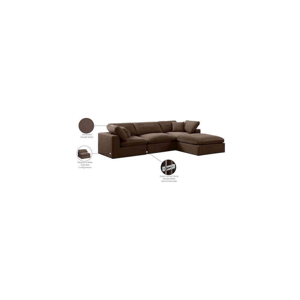 Comfy Brown Velvet Modular Sectional