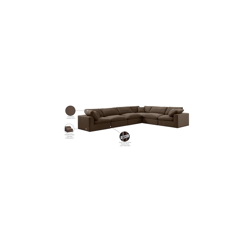 Comfy Brown Velvet Modular Sectional