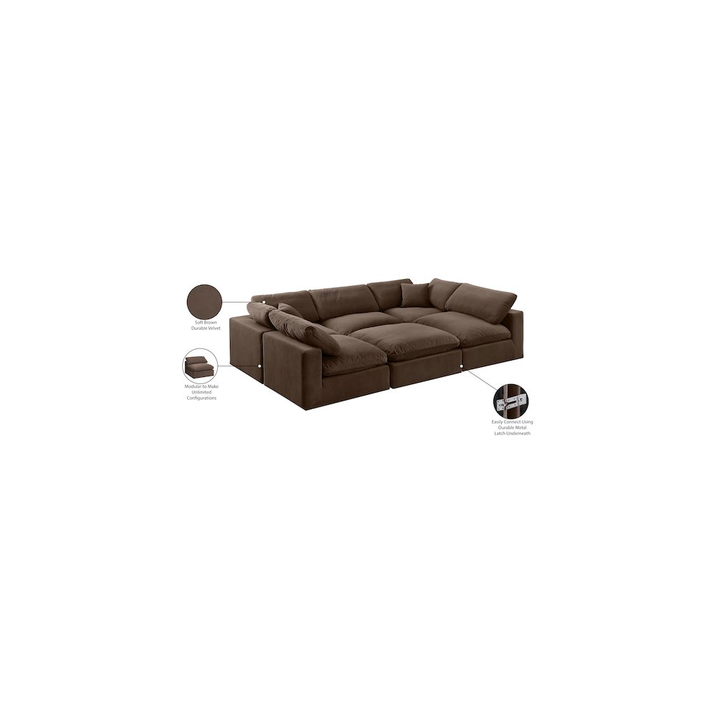 Comfy Brown Velvet Modular Sectional