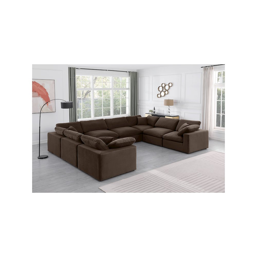 Comfy Brown Velvet Modular Sectional