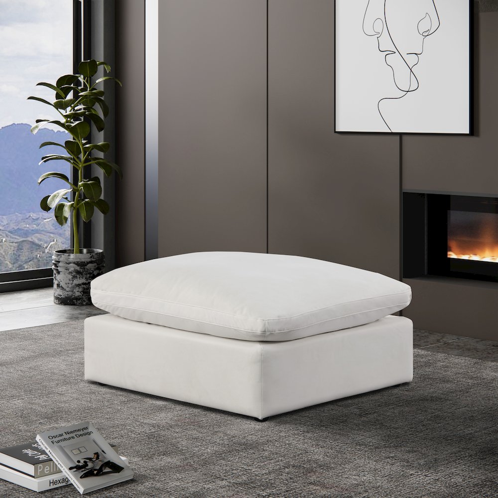 Comfy Cream Velvet Modular Ottoman
