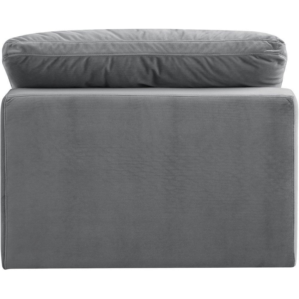 Comfy Grey Velvet Modular Armless Chair