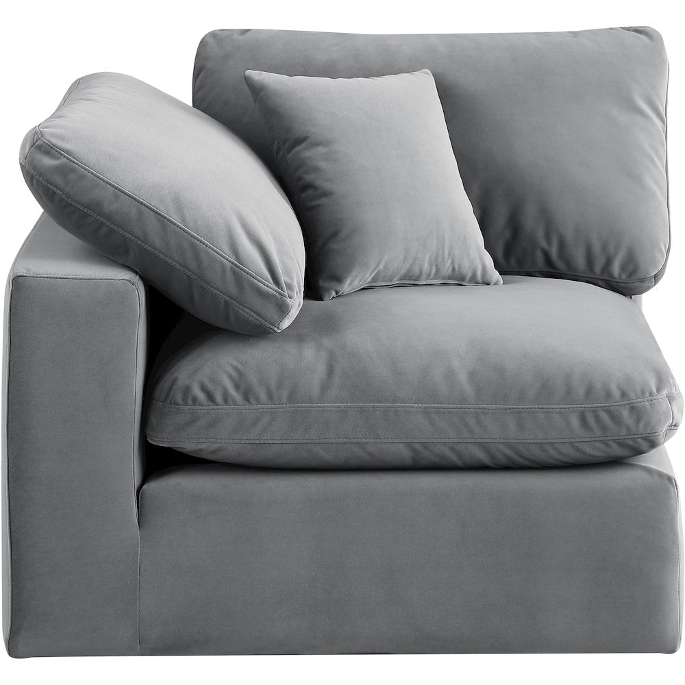 Comfy Grey Velvet Modular Corner Chair