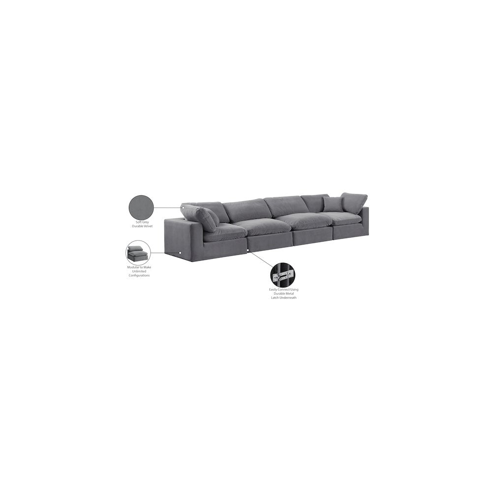 Comfy Grey Velvet Modular Sofa