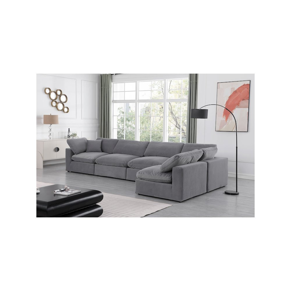 Comfy Grey Velvet Modular Sectional
