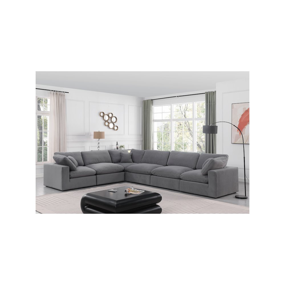 Comfy Grey Velvet Modular Sectional