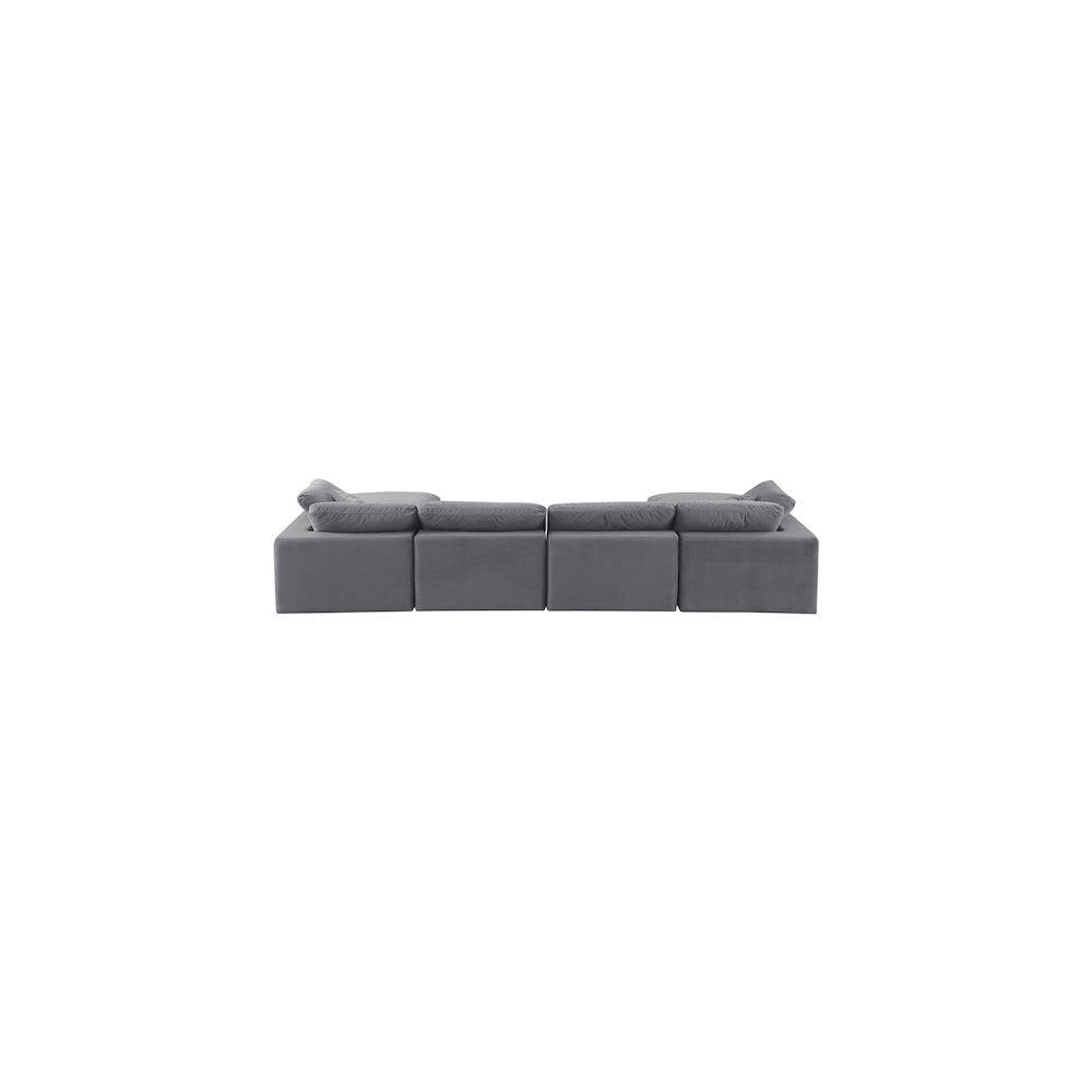 Comfy Grey Velvet Modular Sectional