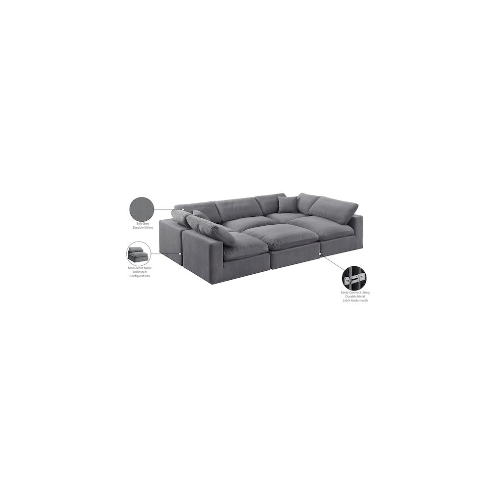 Comfy Grey Velvet Modular Sectional