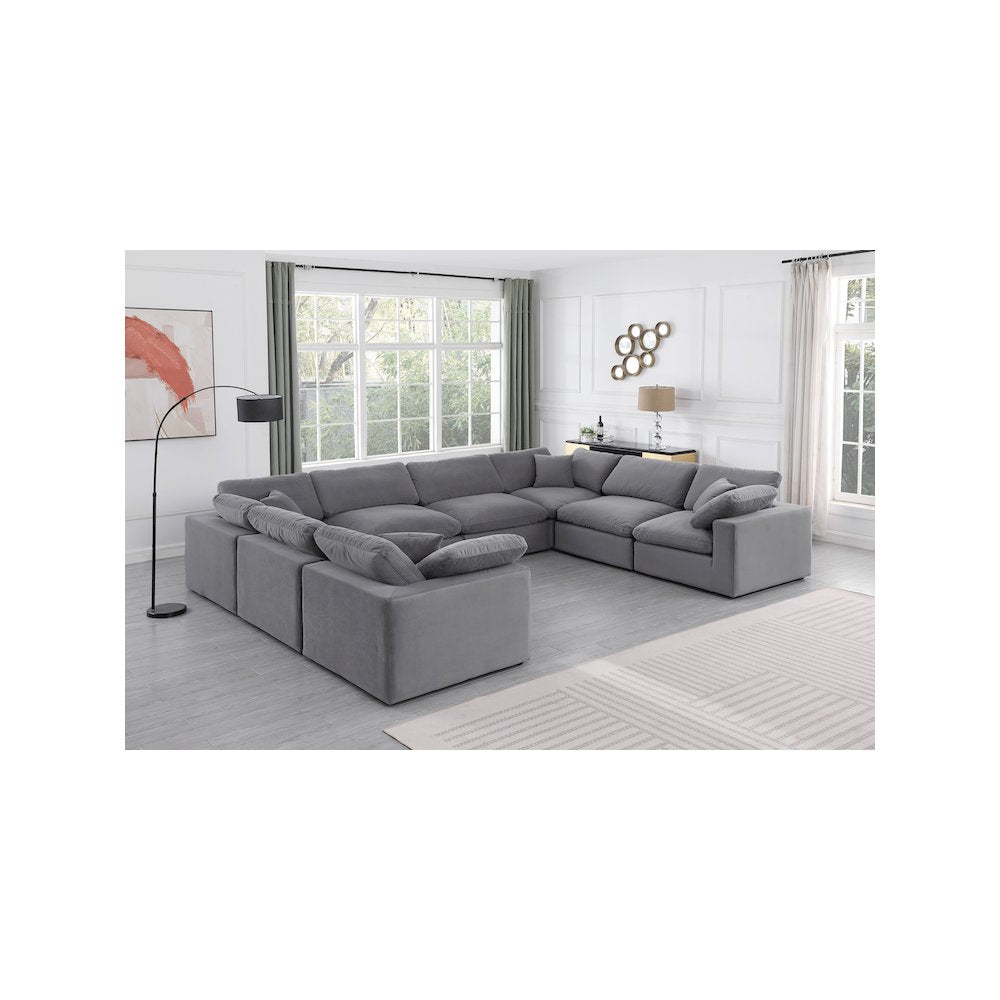 Comfy Grey Velvet Modular Sectional