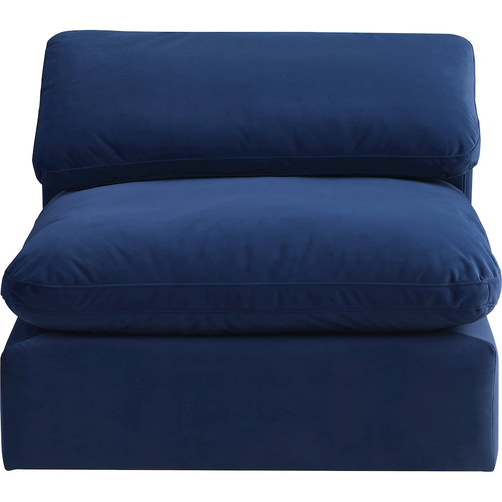 Comfy Navy Velvet Modular Armless Chair