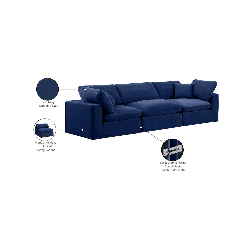 Comfy Navy Velvet Modular Sofa
