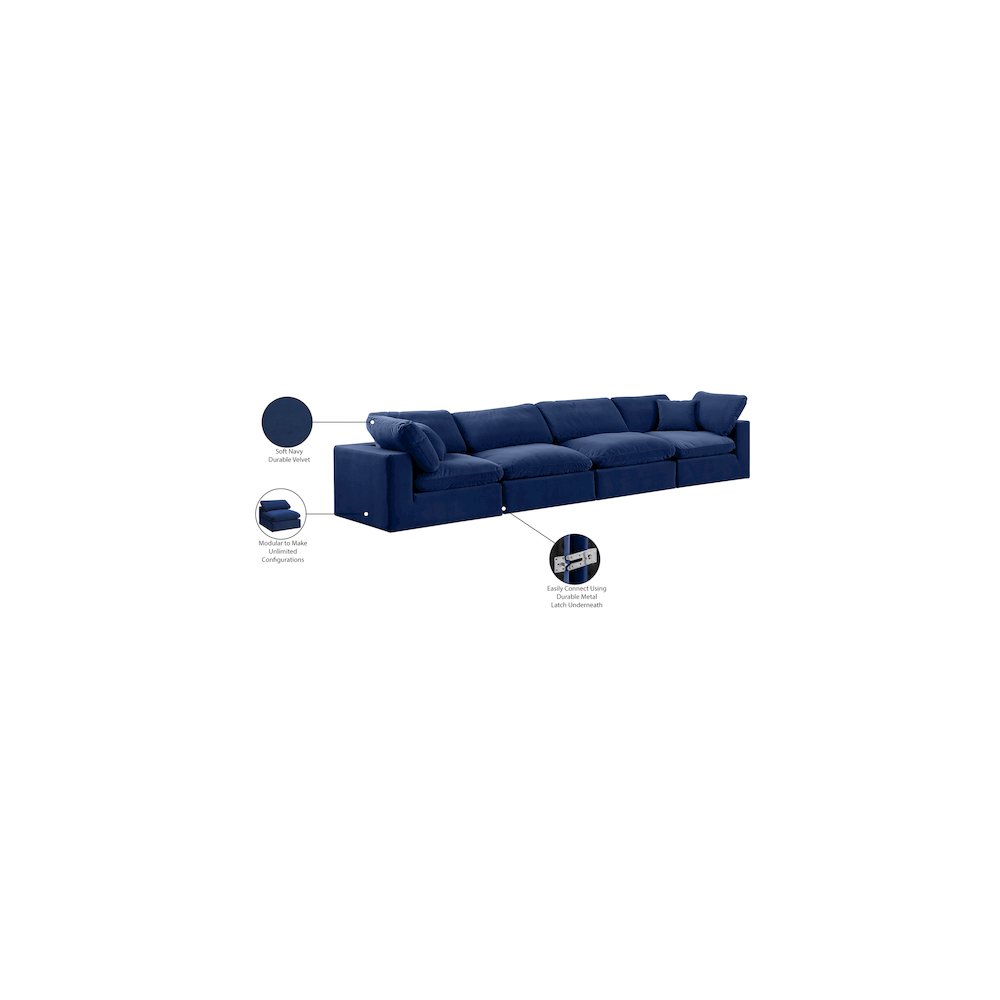 Comfy Navy Velvet Modular Sofa