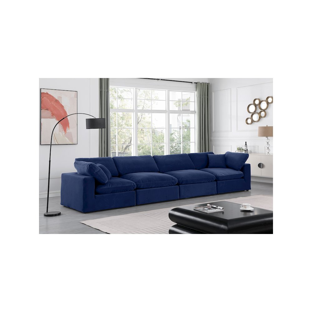 Comfy Navy Velvet Modular Sofa