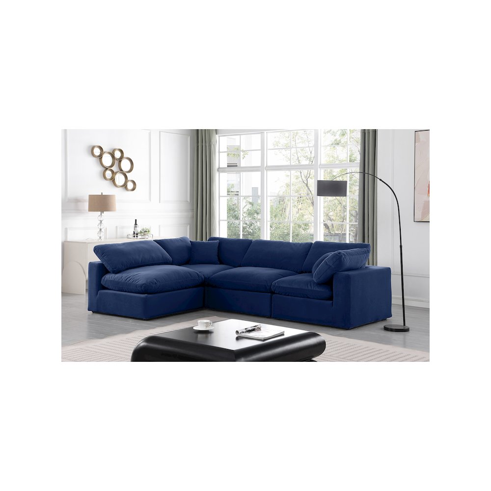 Comfy Navy Velvet Modular Sectional