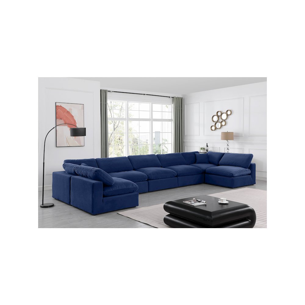 Comfy Navy Velvet Modular Sectional