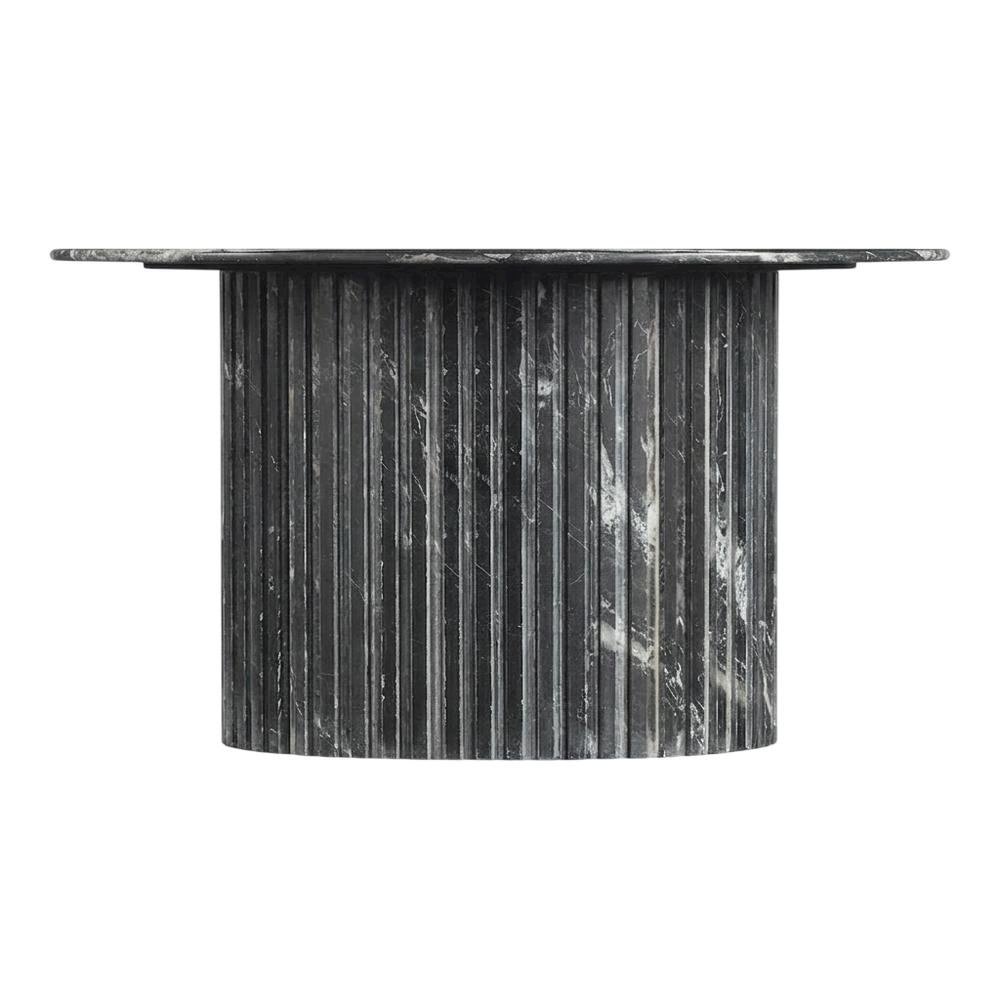 Contemporary Black Coffee Table with Pedestal Base, Art Deco Style