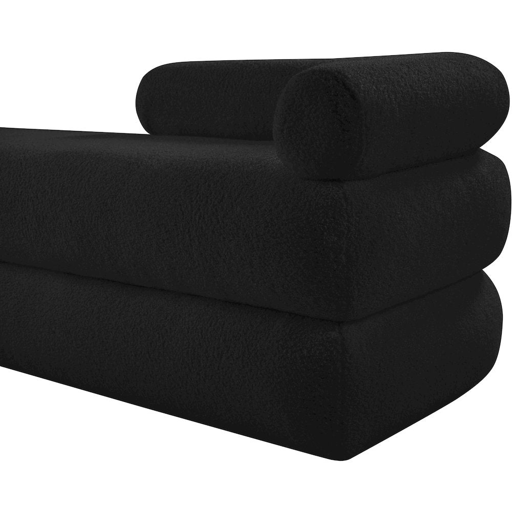 Kennedy Black Faux Shearling Teddy Fabric Bench