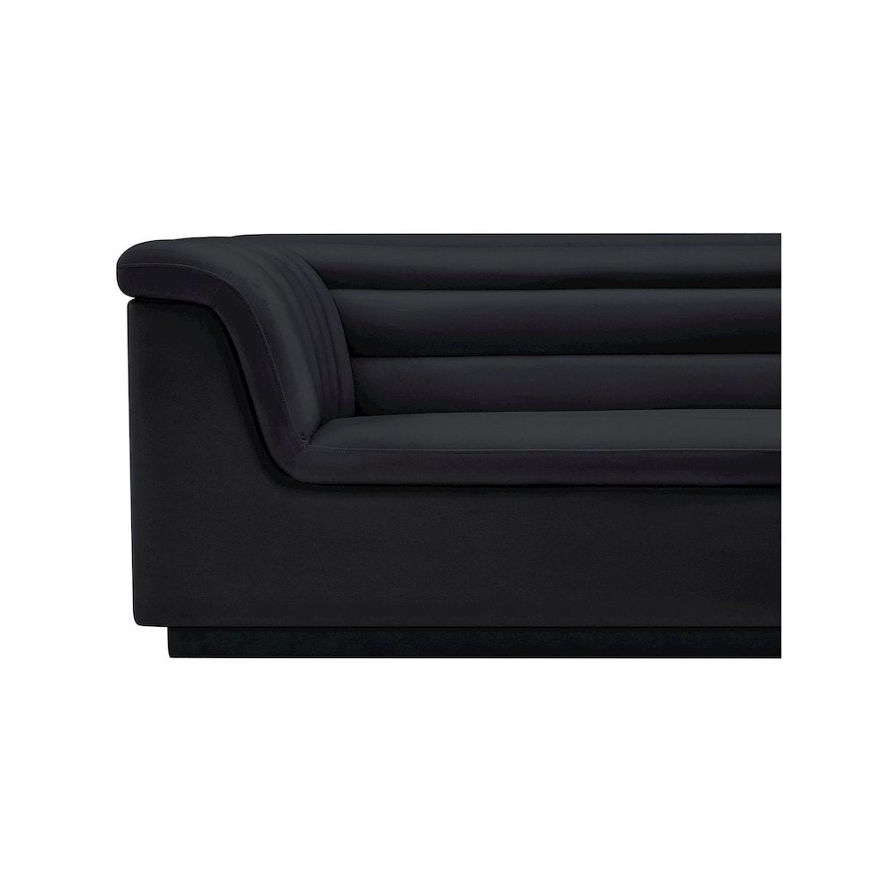 Cascade Black Velvet Fabric Sofa