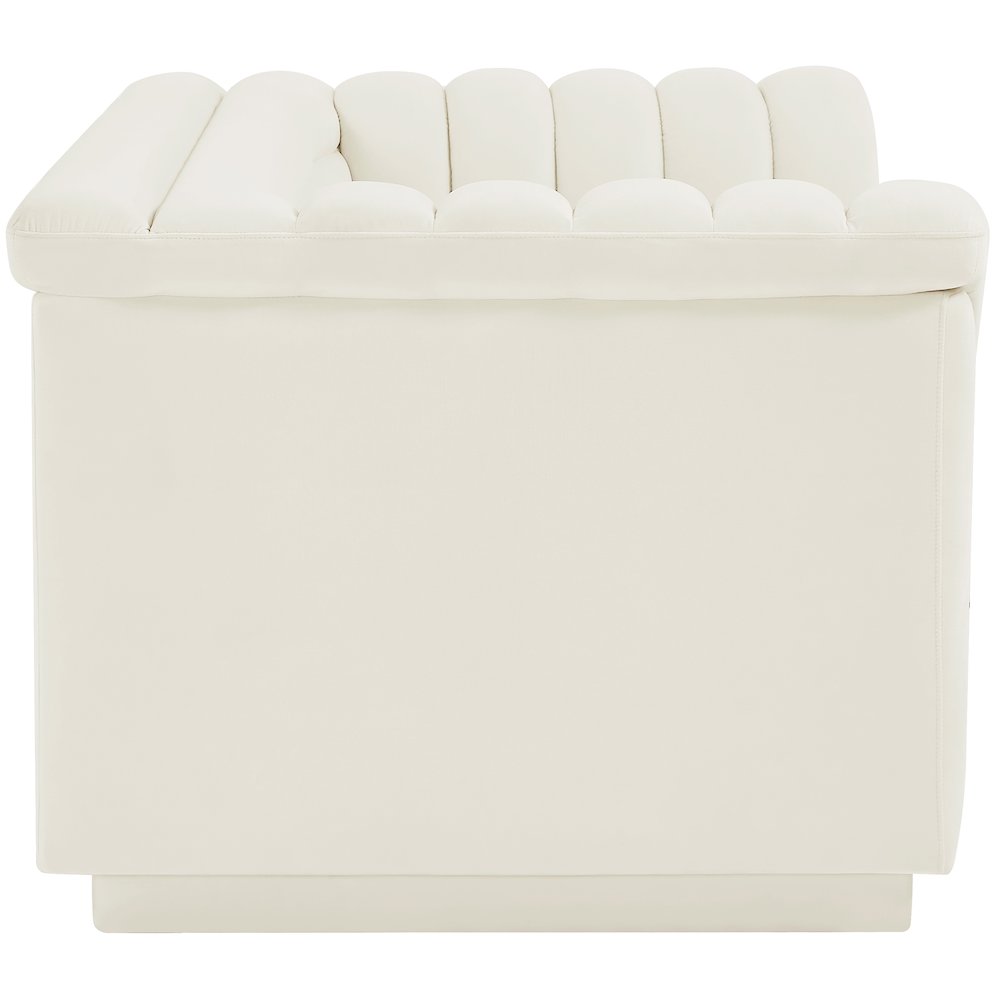 Cascade Cream Velvet Fabric Loveseat