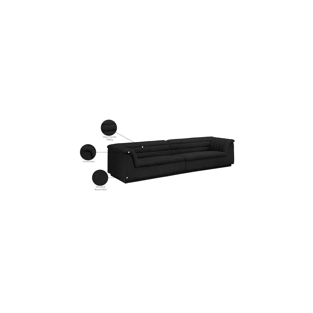 Cascade Black Boucle Fabric Modular Sofa