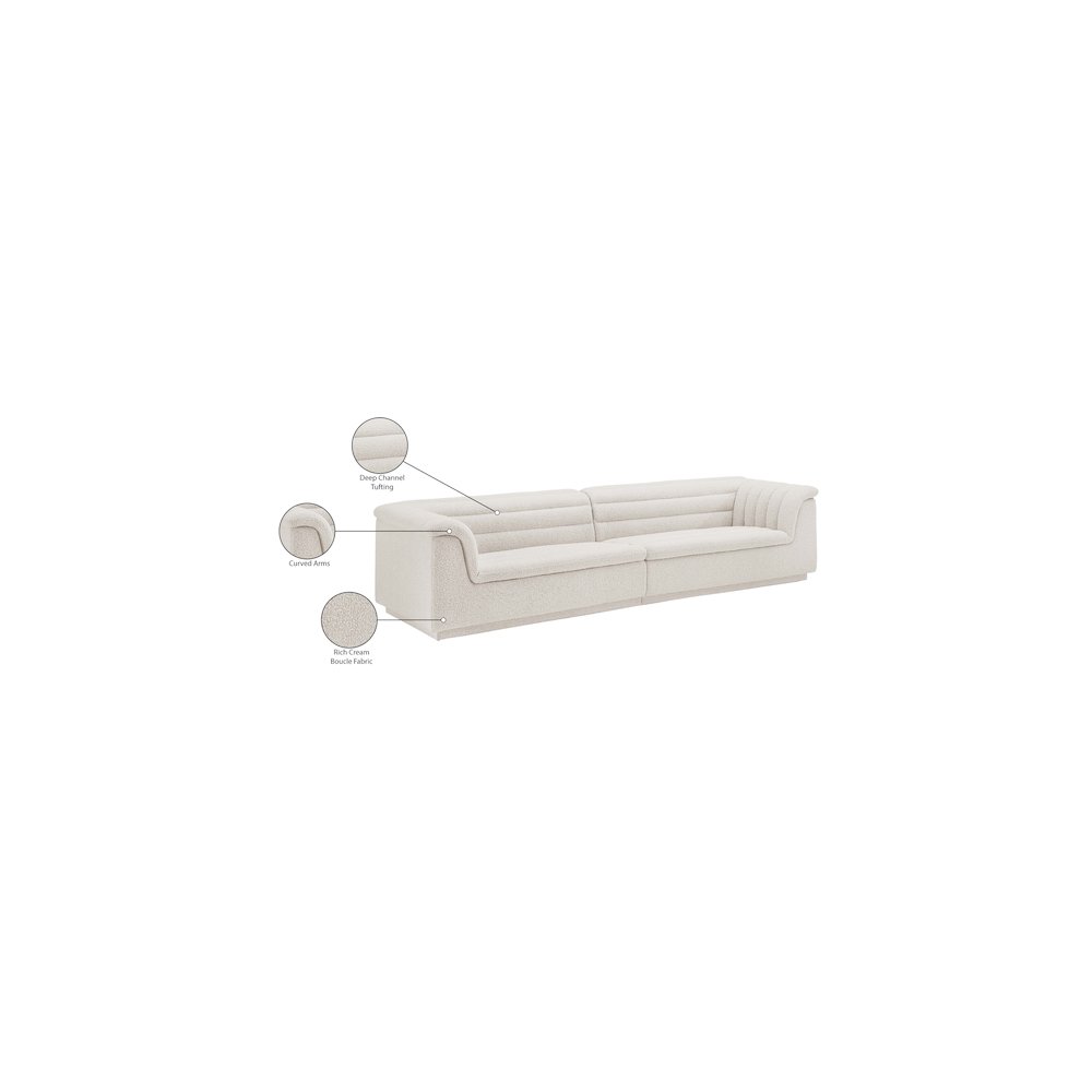 Cascade Cream Boucle Fabric Modular Sofa