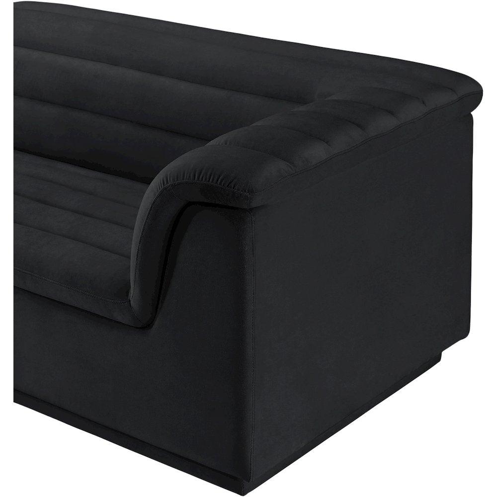 Cascade Black Velvet Fabric Modular Sectional
