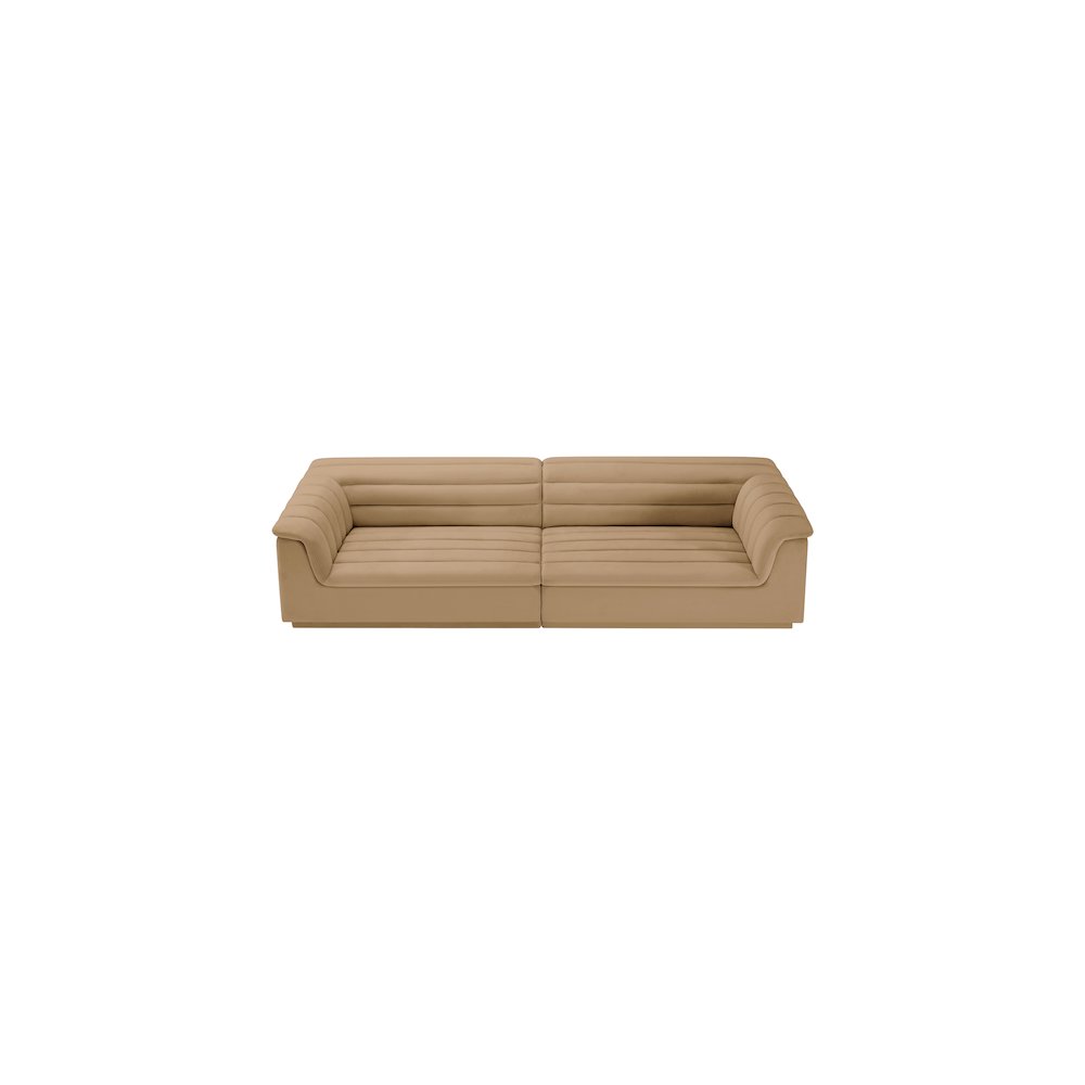 Cascade Camel Velvet Fabric Modular Sofa